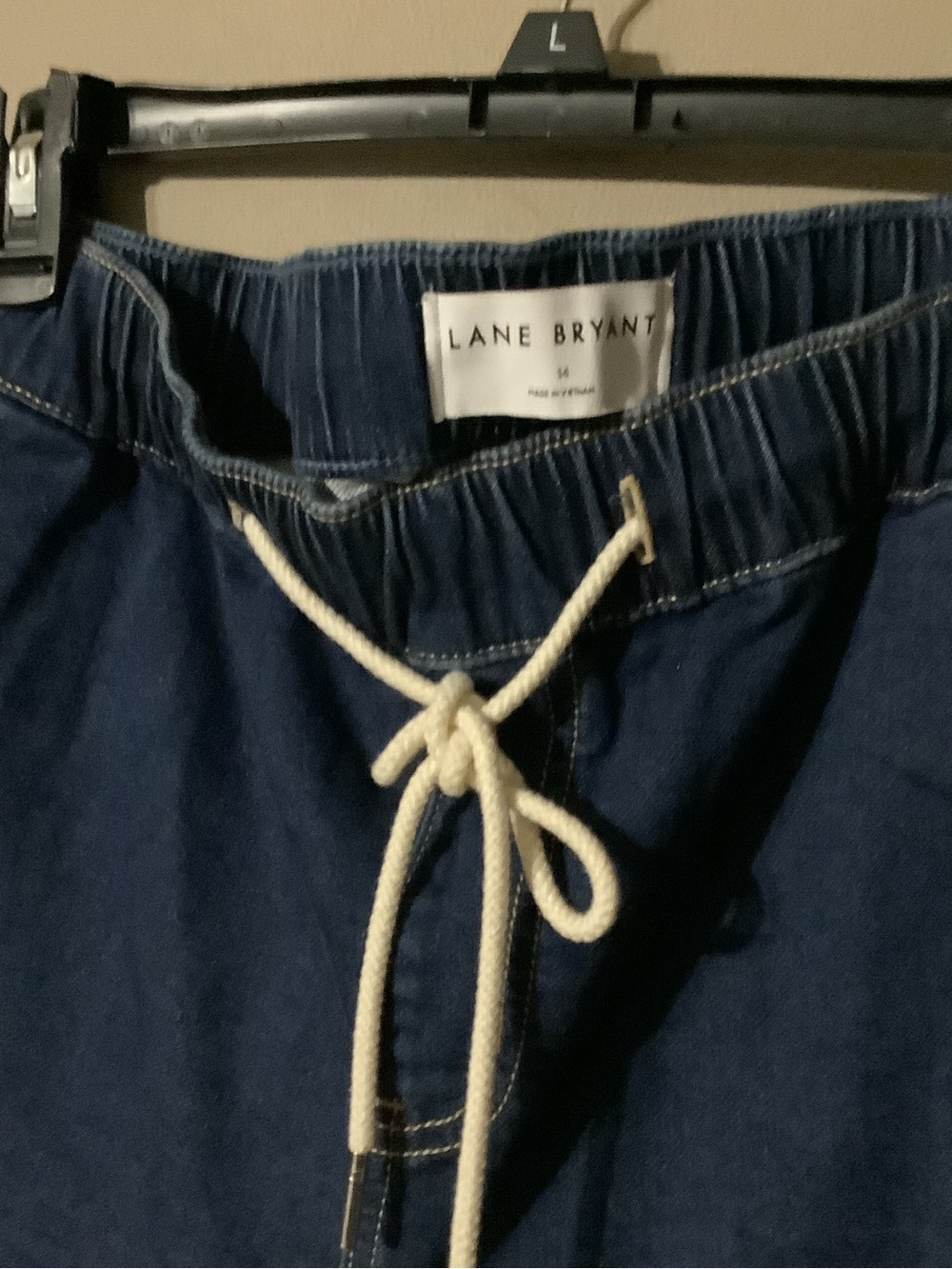 Lane Bryant Navy Denim  Cream Drawstring short 14